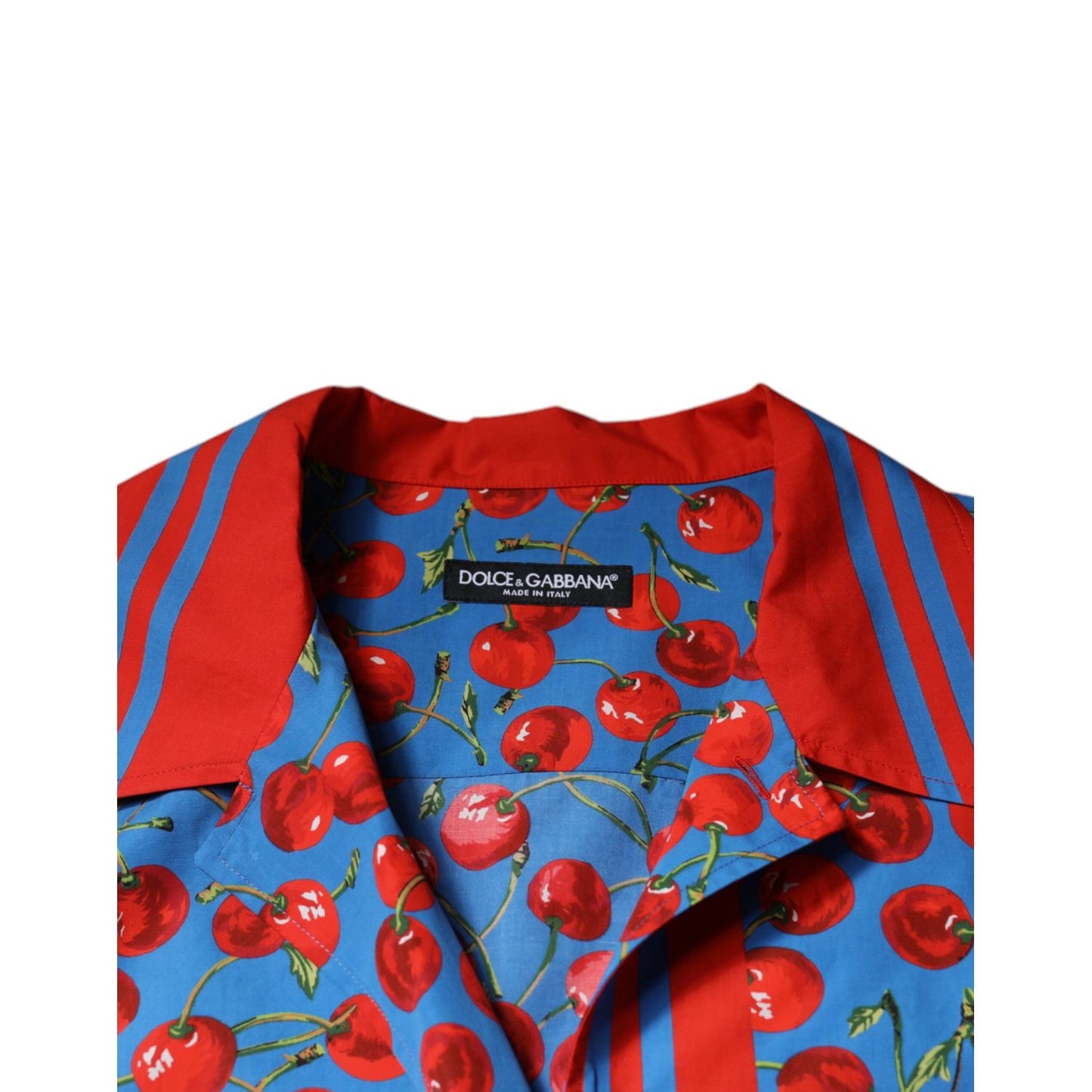 Dolce & Gabbana Blue Cherry Cotton Button Down Casual Shirt TSH87289-41