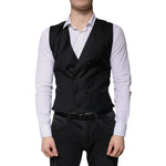 Dolce & Gabbana Black Wool Formal Dress Men Waistcoat Vest TSH87349-50