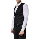 Dolce & Gabbana Black Wool Formal Dress Men Waistcoat Vest TSH87349-50