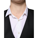 Dolce & Gabbana Black Wool Formal Dress Men Waistcoat Vest TSH87349-50