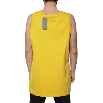 Dolce & Gabbana Yellow Cotton Round Neck Sleeveless T-shirt
