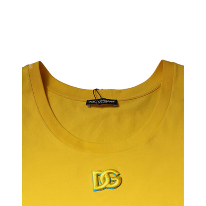 Dolce & Gabbana Yellow Cotton Round Neck Sleeveless T-shirt