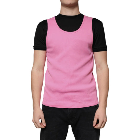 Dolce & Gabbana Pink Cotton Round Neck Sleeveless T-shirt TSH87325-54