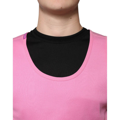 Dolce & Gabbana Pink Cotton Round Neck Sleeveless T-shirt