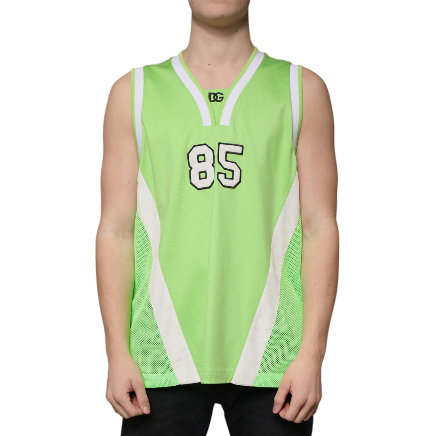 Dolce & Gabbana Green Polyester Jersey Sleeveless T-shirt TSH87328-48