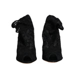 Dolce & Gabbana Black Lace Stretch Heels Mid Calf Boots Shoes LA12039-37