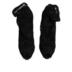 Dolce & Gabbana Black Lace Stretch Heels Mid Calf Boots Shoes LA12039-37