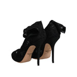 Dolce & Gabbana Black Lace Stretch Heels Mid Calf Boots Shoes LA12039-37