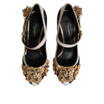 Dolce & Gabbana Multicolor Embellished Heels Pumps Shoes LA12040-35.5