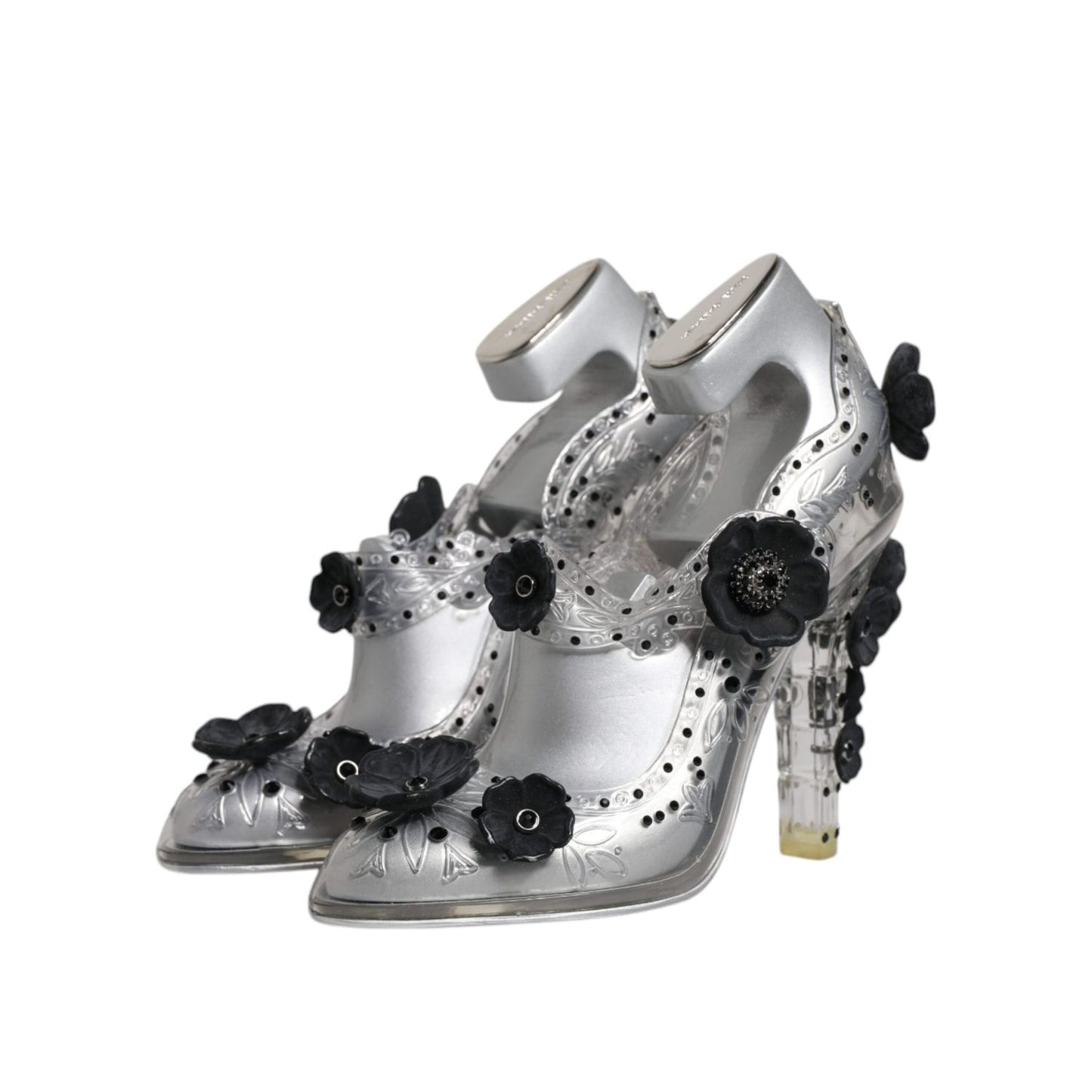 Dolce & Gabbana Clear Floral Crystal CINDERELLA Heels Shoes LA12049-38