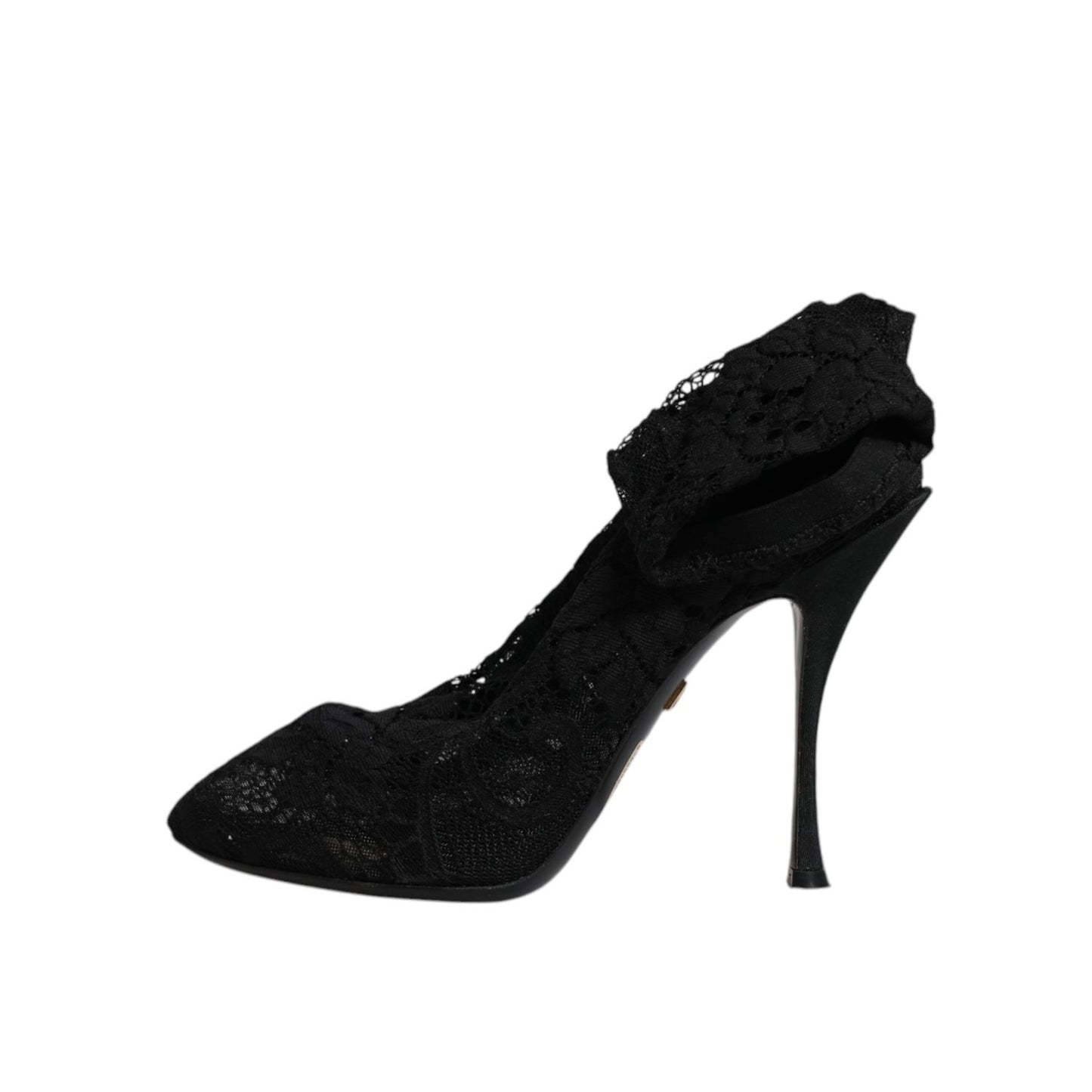Dolce & Gabbana Black Lace Stretch Heels Mid Calf Boots Shoes LA12059-38