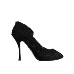 Dolce & Gabbana Black Lace Stretch Heels Mid Calf Boots Shoes LA12059-38