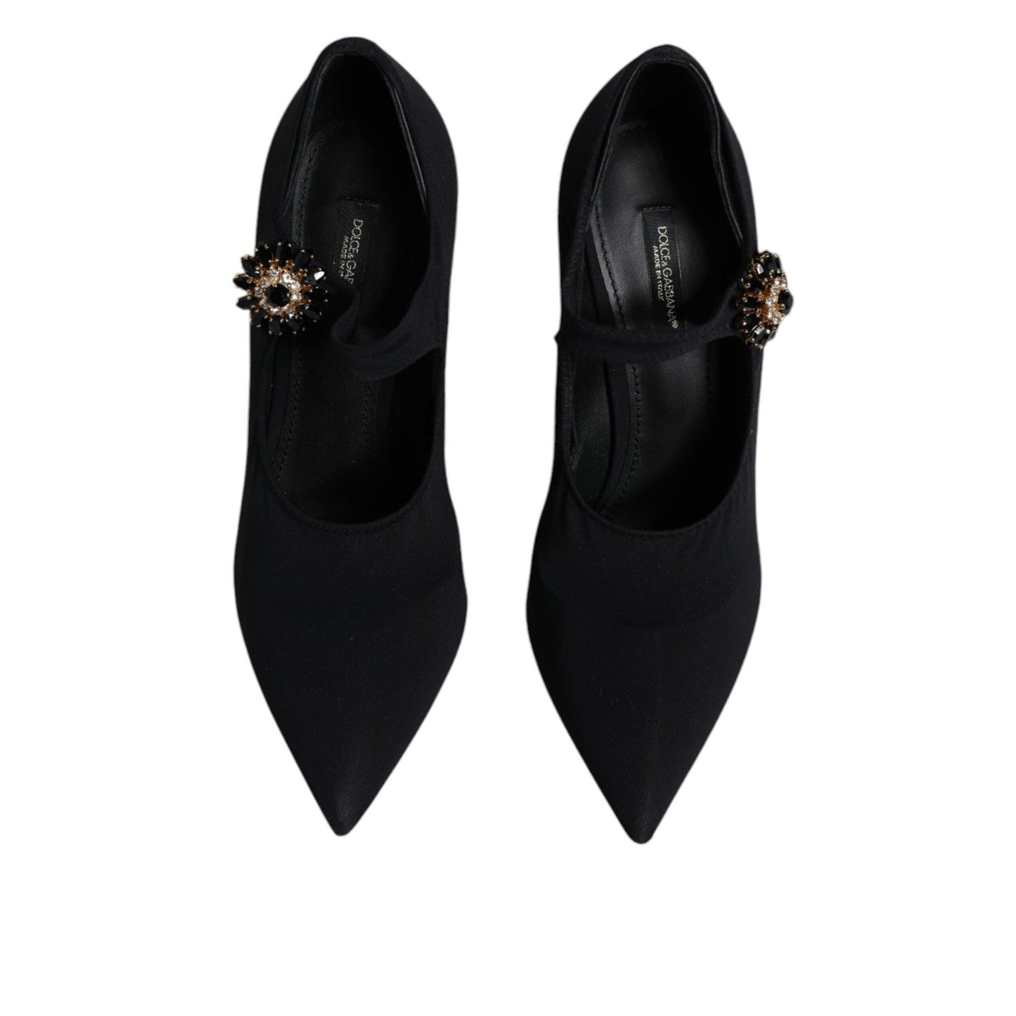 Dolce & Gabbana Black Mary Jane Stretch Crystal Pumps Shoes LA12061-38