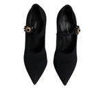 Dolce & Gabbana Black Mary Jane Stretch Crystal Pumps Shoes LA12061-38