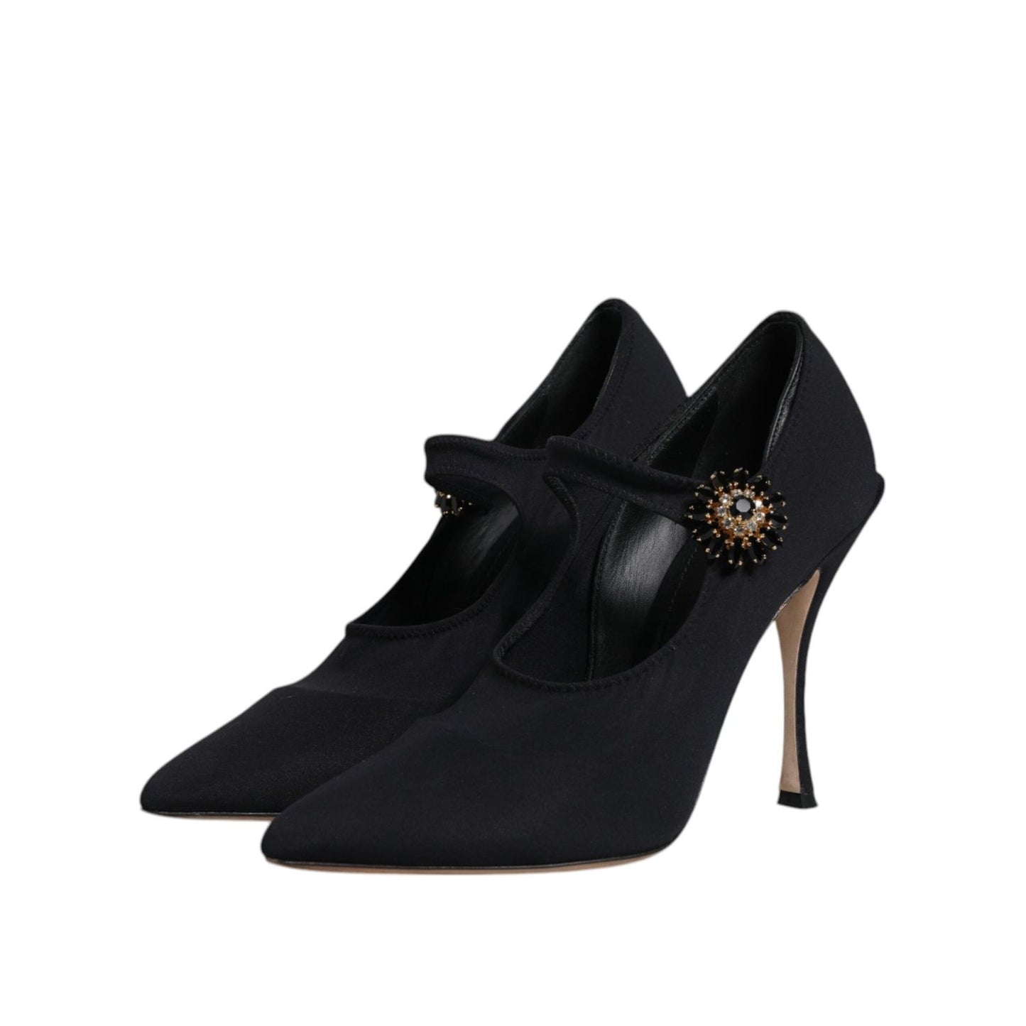 Dolce & Gabbana Black Mary Jane Stretch Crystal Pumps Shoes LA12061-38