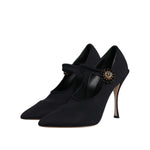 Dolce & Gabbana Black Mary Jane Stretch Crystal Pumps Shoes LA12061-38