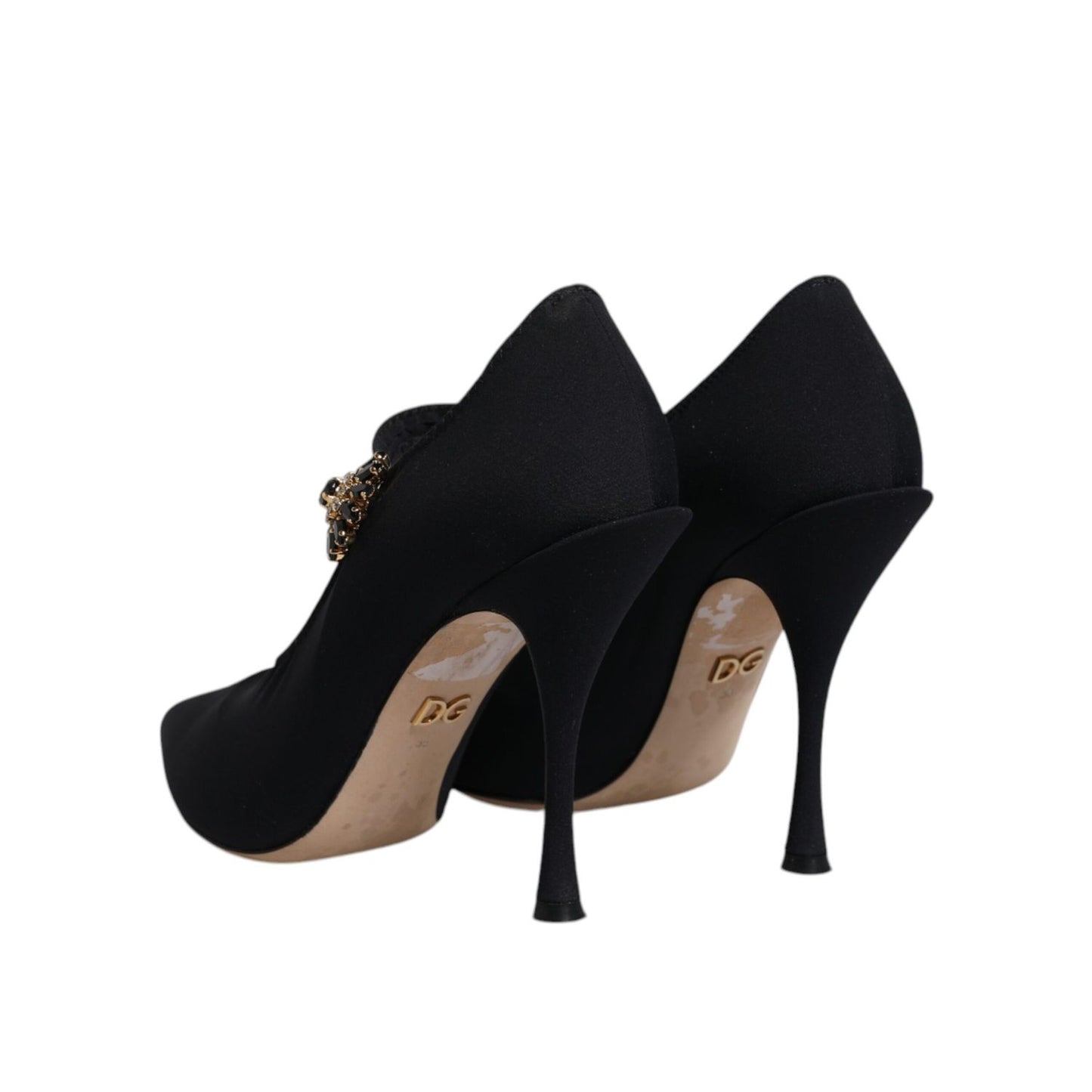 Dolce & Gabbana Black Mary Jane Stretch Crystal Pumps Shoes LA12061-38