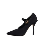 Dolce & Gabbana Black Mary Jane Stretch Crystal Pumps Shoes LA12061-38