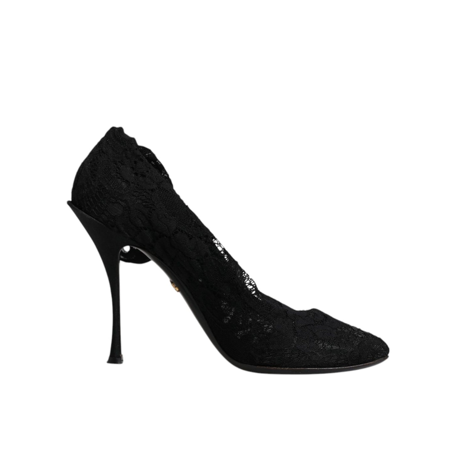 Dolce & Gabbana Black Lace Stretch Heels Mid Calf Boots Shoes LA12062-41
