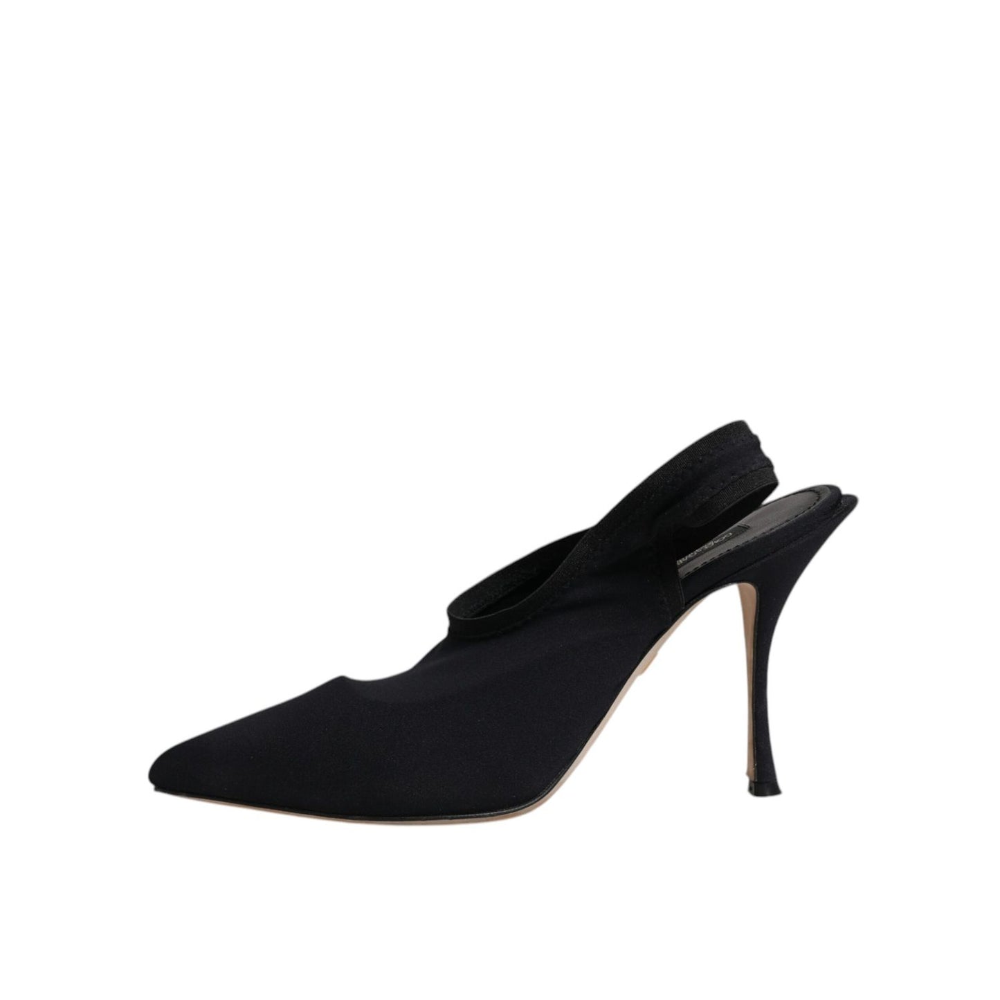 Dolce & Gabbana Black Jersey Stretch Heels Slingback Shoes