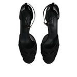 Dolce & Gabbana Black Mesh Ankle Strap Heels Pumps Shoes LA12074-39
