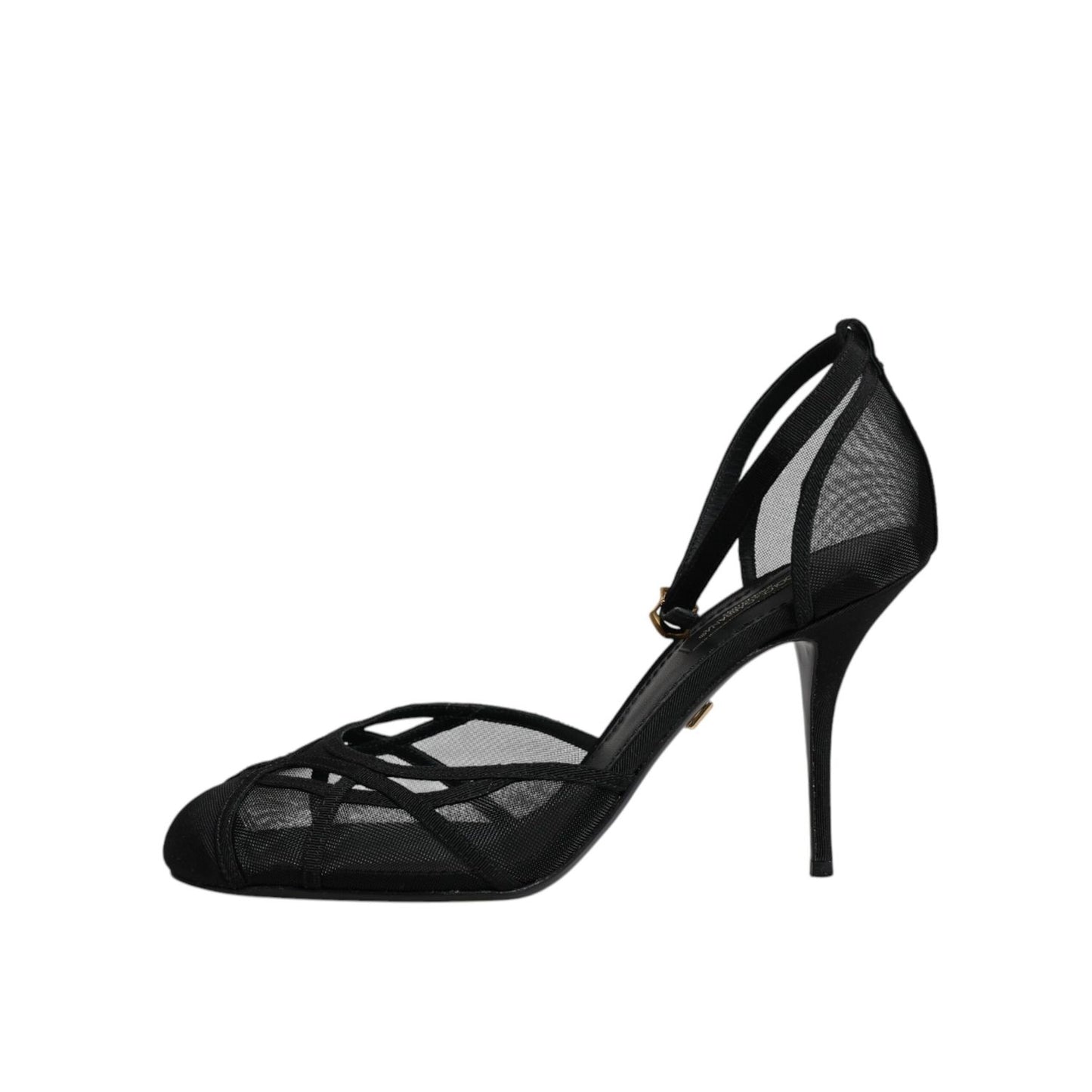Dolce & Gabbana Black Mesh Ankle Strap Heels Pumps Shoes LA12074-39