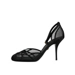 Dolce & Gabbana Black Mesh Ankle Strap Heels Pumps Shoes LA12074-39
