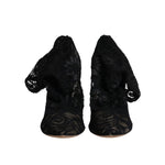 Dolce & Gabbana Black Lace Stretch Heels Mid Calf Boots Shoes LA12079-40
