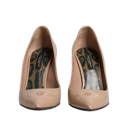 Dolce & Gabbana Beige Patent Leather Stiletto Heel Pumps Shoes