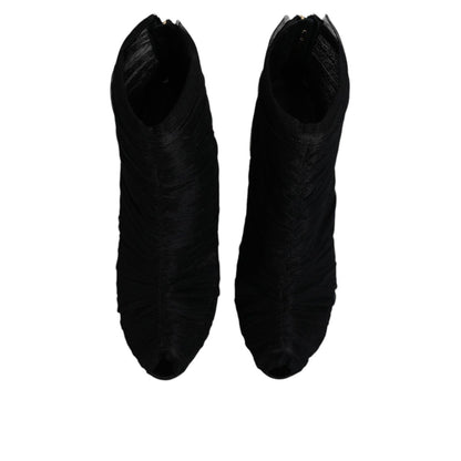 Dolce & Gabbana Black Mesh Stiletto Heels Ankle Boots Shoes