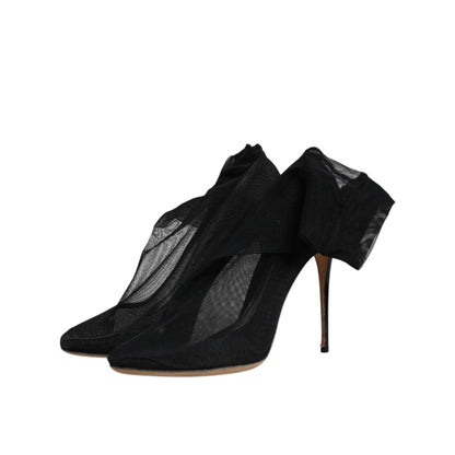 Dolce & Gabbana Black Nylon Stretch Mesh Sock Boots Shoes