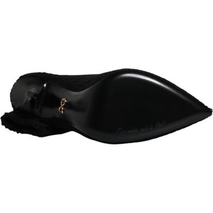 Dolce & Gabbana Black Stiletto Heels Mid Calf Boots Shoes