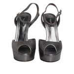 Dolce & Gabbana Silver Leather Platform Heels Sandals Shoes LA12137-38