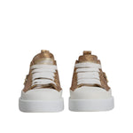 Dolce & Gabbana Gold White Logo Low Top Sneakers Shoes LA12139-35