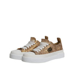 Dolce & Gabbana Gold White Logo Low Top Sneakers Shoes LA12139-35