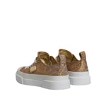 Dolce & Gabbana Gold White Logo Low Top Sneakers Shoes LA12139-35