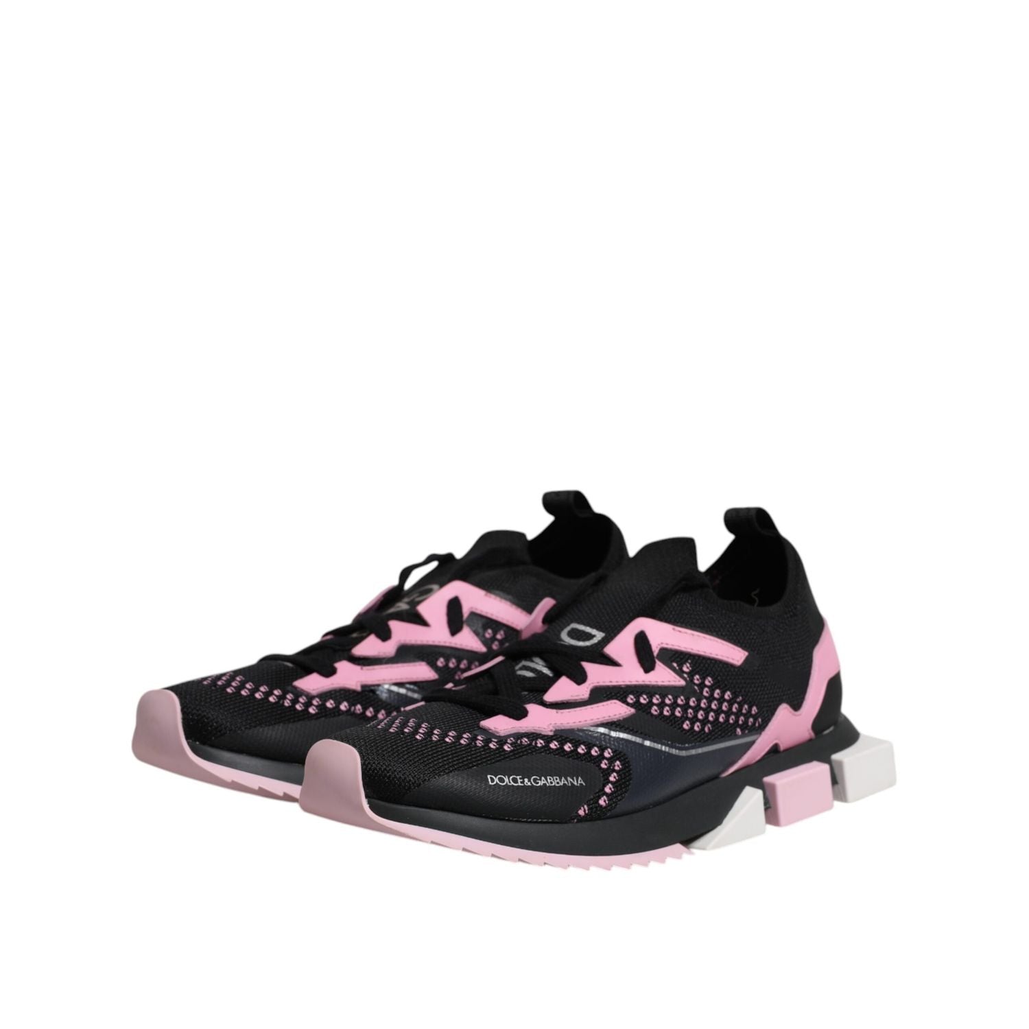 Dolce & Gabbana Black Pink SORRENTO Sport Stretch Sneakers Shoes