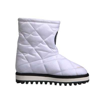 Dolce & Gabbana White Viscose Padded Mid Calf Boots Shoes