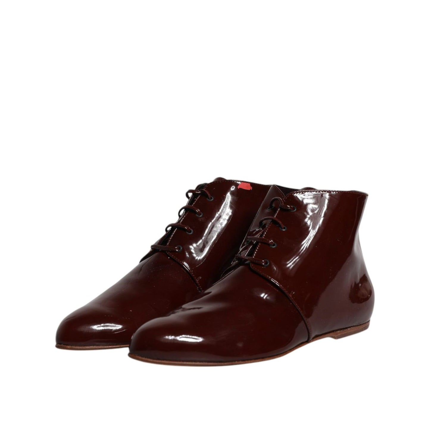 Dolce & Gabbana Maroon Leather Lace Up Ankle Boots Shoes LA12212-39