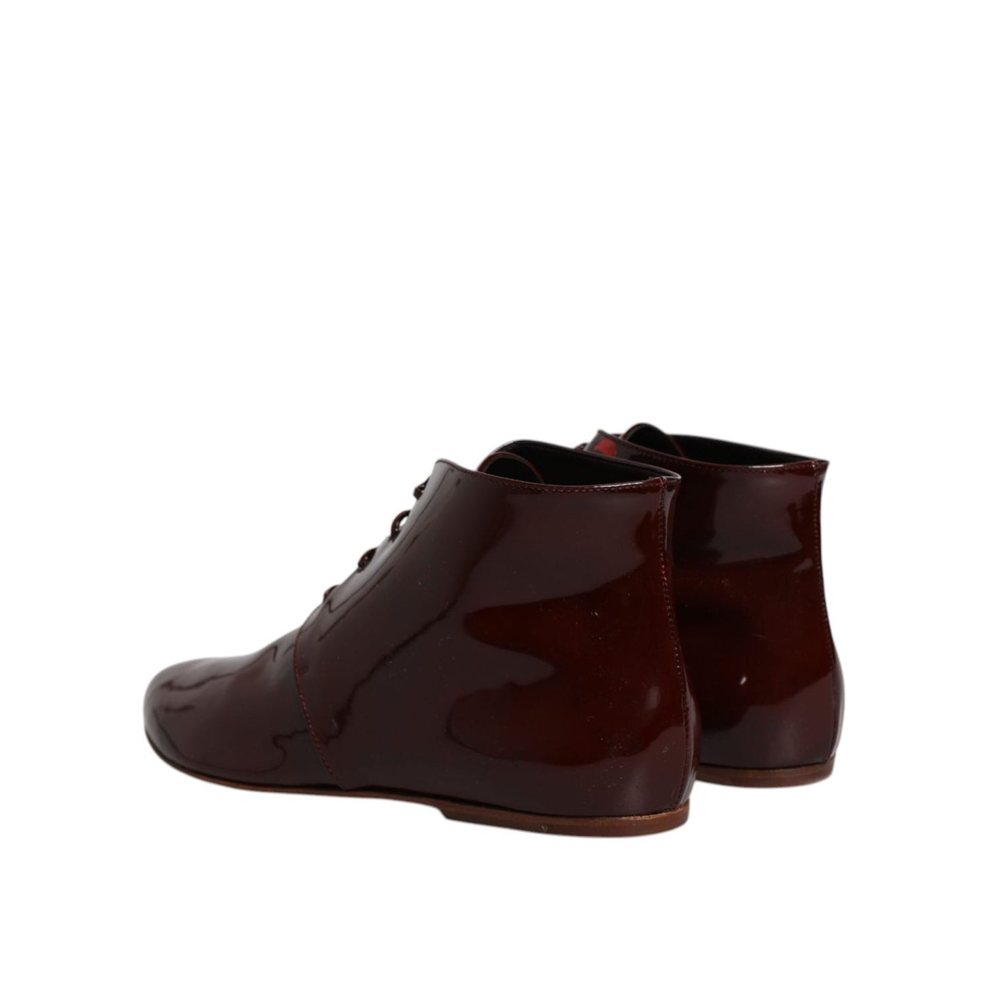 Dolce & Gabbana Maroon Leather Lace Up Ankle Boots Shoes LA12212-39