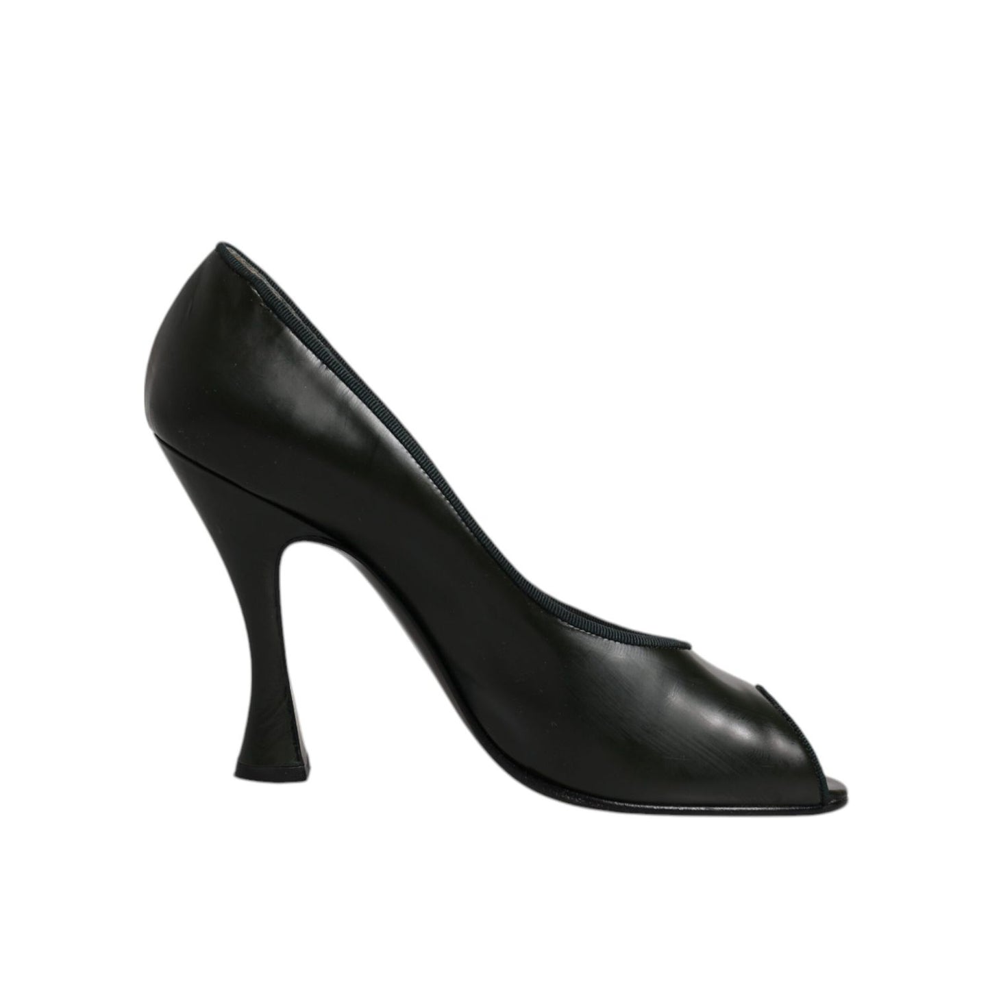 Dolce & Gabbana Green Leather Peep Toe Heels Pumps Shoes LA12220-39