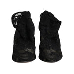 Dolce & Gabbana Black Lace Stretch Heels Mid Calf Boots Shoes LA12226-38