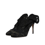 Dolce & Gabbana Black Lace Stretch Heels Mid Calf Boots Shoes LA12226-38