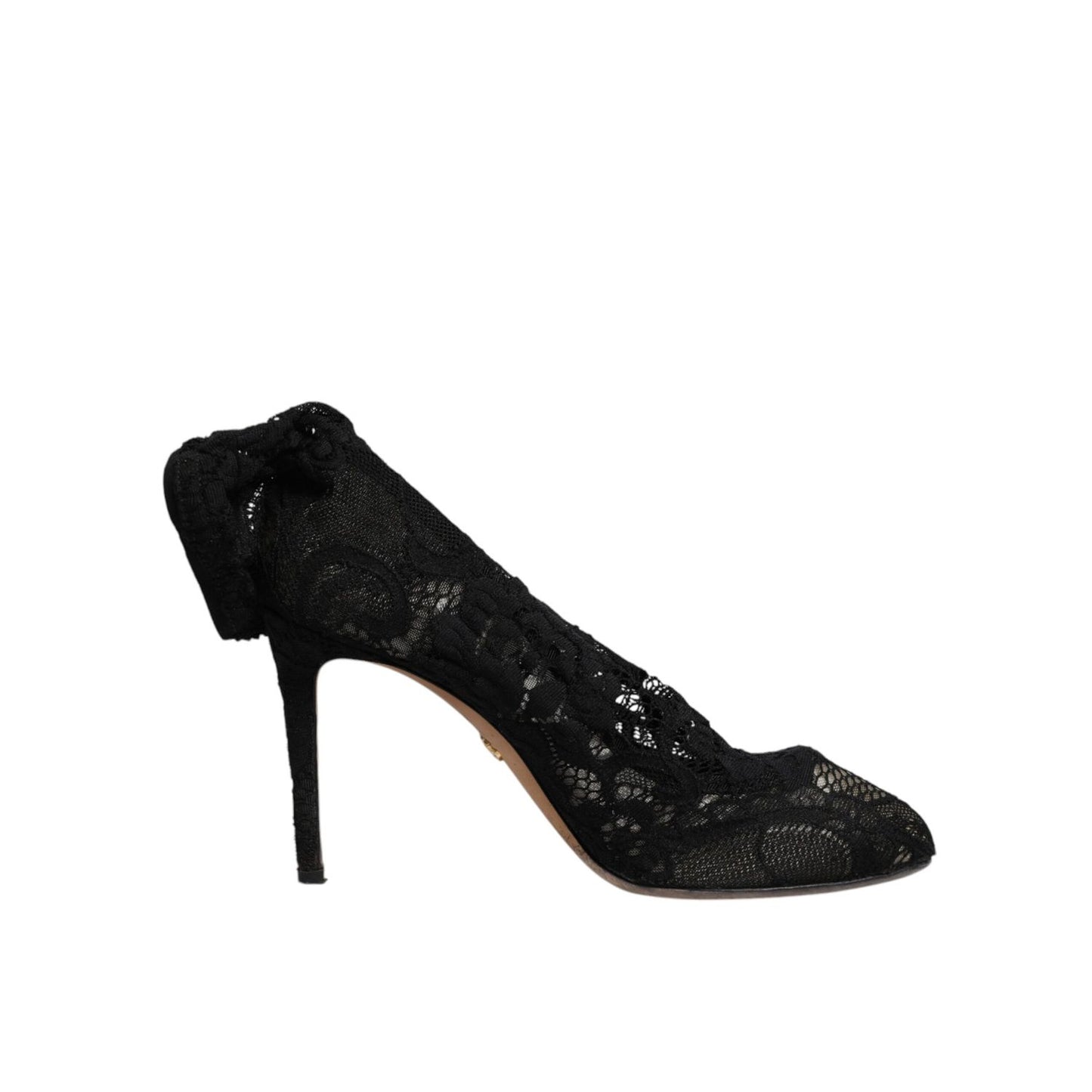 Dolce & Gabbana Black Lace Stretch Heels Mid Calf Boots Shoes LA12226-38