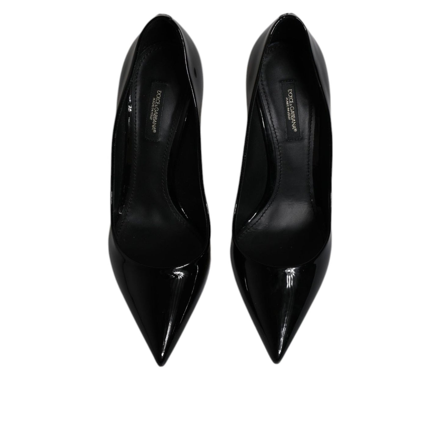 Dolce & Gabbana Black Patent Leather High Heels Pumps Shoes LA12227-37.5