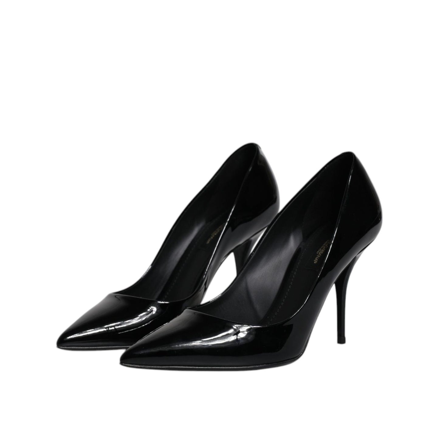 Dolce & Gabbana Black Patent Leather High Heels Pumps Shoes LA12227-37.5