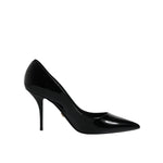 Dolce & Gabbana Black Patent Leather High Heels Pumps Shoes LA12227-37.5