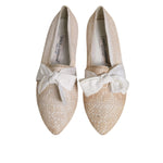 Dolce & Gabbana Beige Ribbon Fabric Ballerina Flats Shoes LA12231-39
