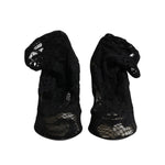 Dolce & Gabbana Black Lace Stretch Heels Mid Calf Boots Shoes LA12237-37.5