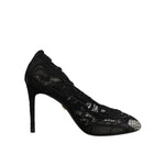 Dolce & Gabbana Black Lace Stretch Heels Mid Calf Boots Shoes LA12237-37.5
